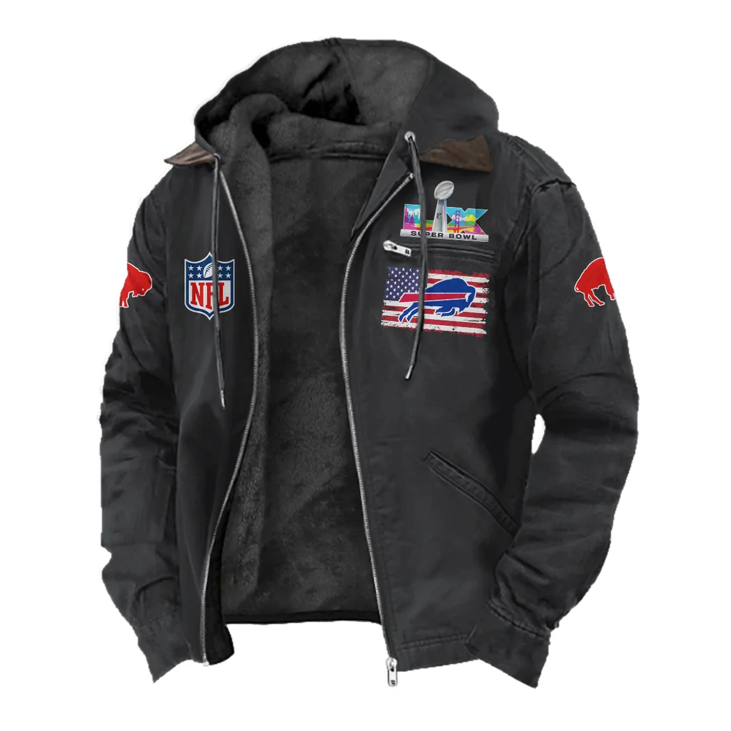 Buffalo Squad Flannel Hoodie, Athletic Spirit Fan Hoodie HVN1465BB - Black - Image 2