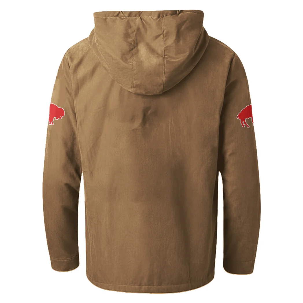 Buffalo Squad Flannel Hoodie, Athletic Spirit Fan Hoodie HVN1465BB - Camel - Image 3