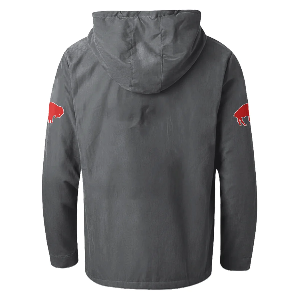Buffalo Squad Flannel Hoodie, Athletic Spirit Fan Hoodie HVN1465BB - Gray - Image 3