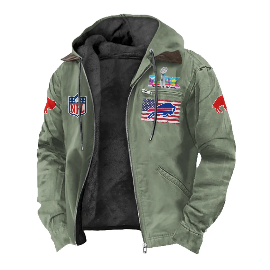 Buffalo Squad Flannel Hoodie, Athletic Spirit Fan Hoodie HVN1465BB - Light Green - Image 2