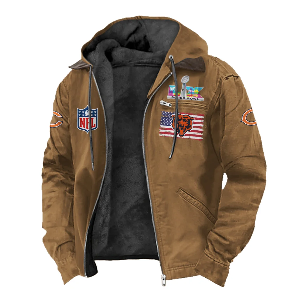 Game Day Paws Flannel Hoodie, Casual Sport Hooded Flannel HVN1465CB - Camel - Image 2