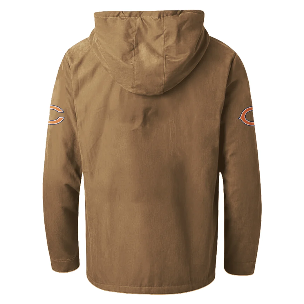 Game Day Paws Flannel Hoodie, Casual Sport Hooded Flannel HVN1465CB - Camel - Image 3