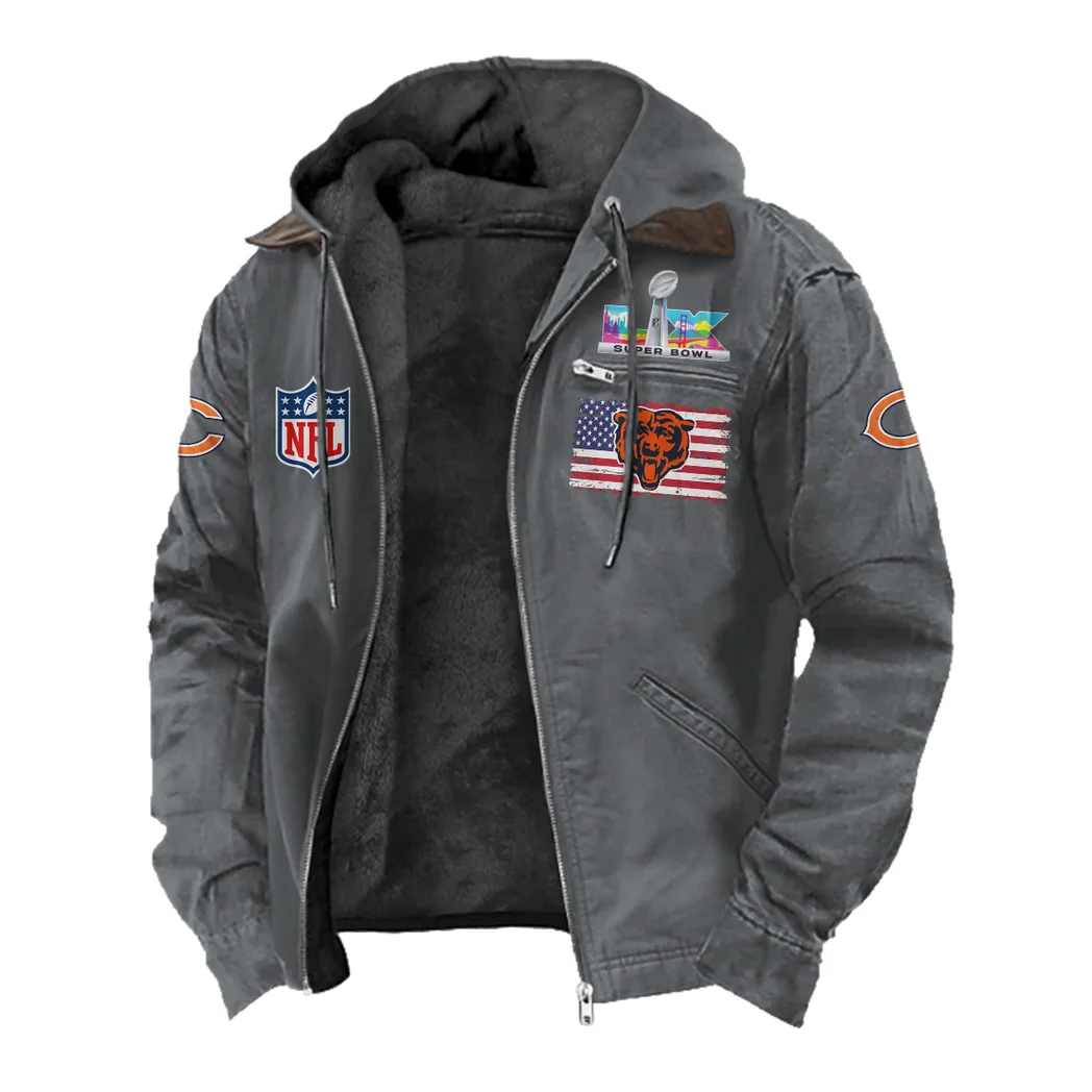 Game Day Paws Flannel Hoodie, Casual Sport Hooded Flannel HVN1465CB - Gray - Image 2