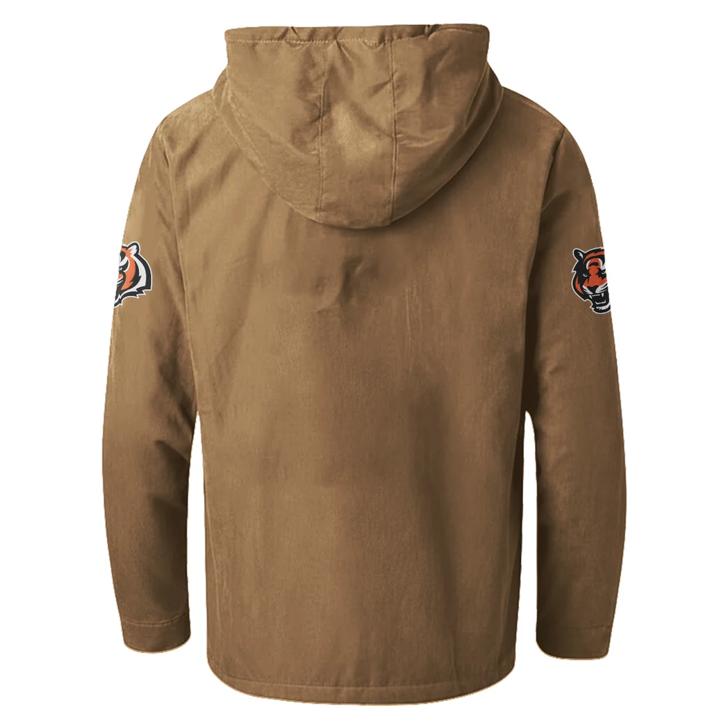 Feline Army Flannel Hoodie, Fan Squad Flannel Hoodie HVN1465CI - Camel - Image 3