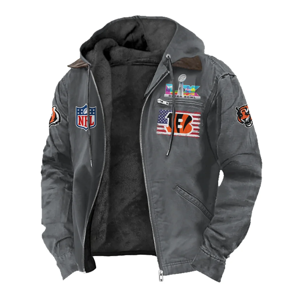Feline Army Flannel Hoodie, Fan Squad Flannel Hoodie HVN1465CI - Gray - Image 2