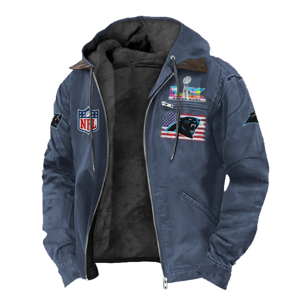Feline Army Flannel Hoodie, Team Spirit Flannel Hoodie HVN1465CP - Navy Blue - Image 2