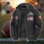 Horse Army Flannel Hoodie, Street Style Sport Hoodie HVN1465DB - Black
