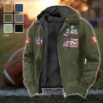 Horse Army Flannel Hoodie, Street Style Sport Hoodie HVN1465DB - Green