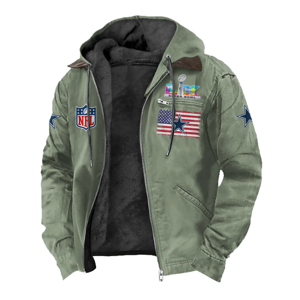Football Star Crew Flannel Hoodie, Warm Fan Flannel Hoodie HVN1465DC - Light Green - Image 2