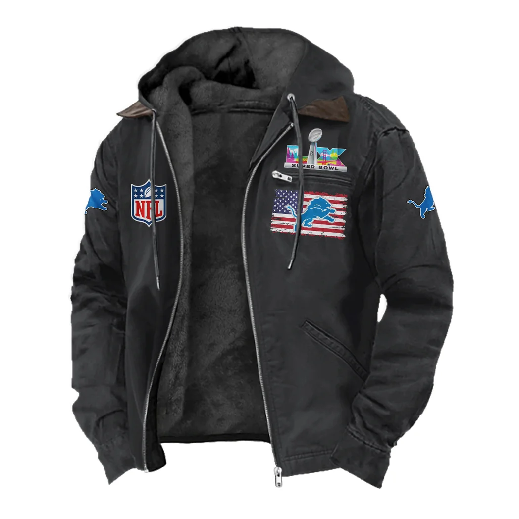 Football Lion Crew Flannel Hoodie, Cold Game Day Hoodie HVN1465DL - Black - Image 2