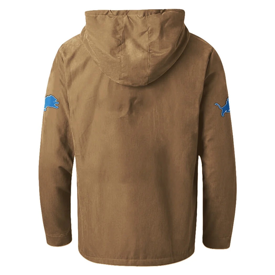 Football Lion Crew Flannel Hoodie, Cold Game Day Hoodie HVN1465DL - Camel - Image 3