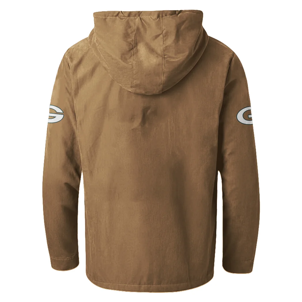 Cheese City Army Flannel Hoodie, Supporter Spirit Hooded Flannel HVN1465GP - Camel - Image 3