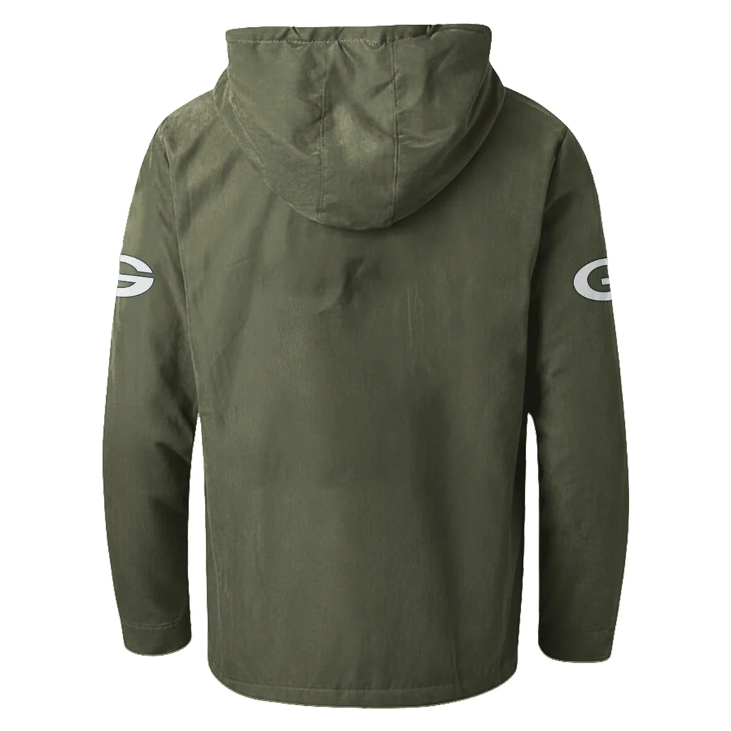 Cheese City Army Flannel Hoodie, Supporter Spirit Hooded Flannel HVN1465GP - Green - Image 3