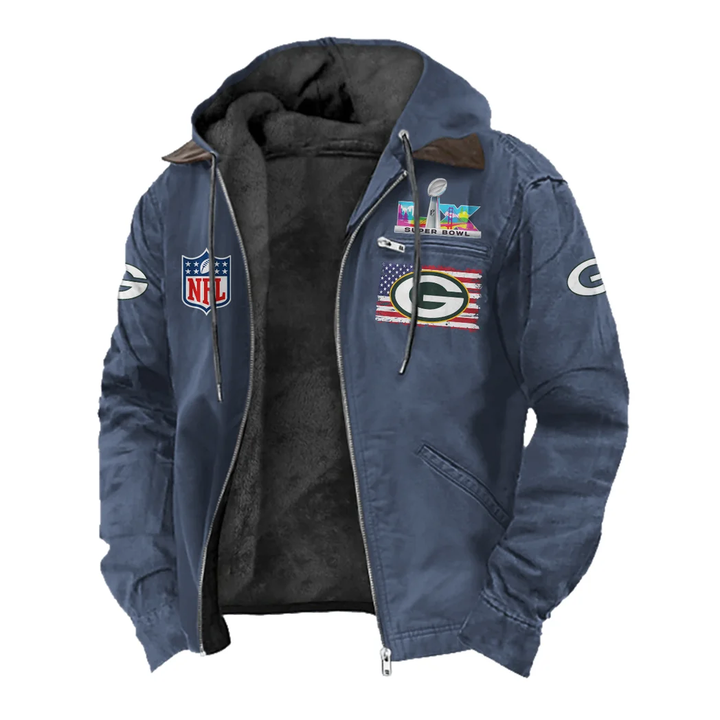 Cheese City Army Flannel Hoodie, Supporter Spirit Hooded Flannel HVN1465GP - Navy Blue - Image 2