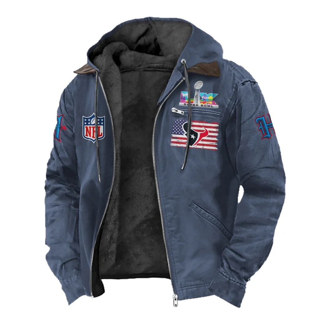 Game Day Squad Flannel Hoodie, Athletic Lifestyle Fan Hoodie HVN1465HT - Navy Blue - Image 2