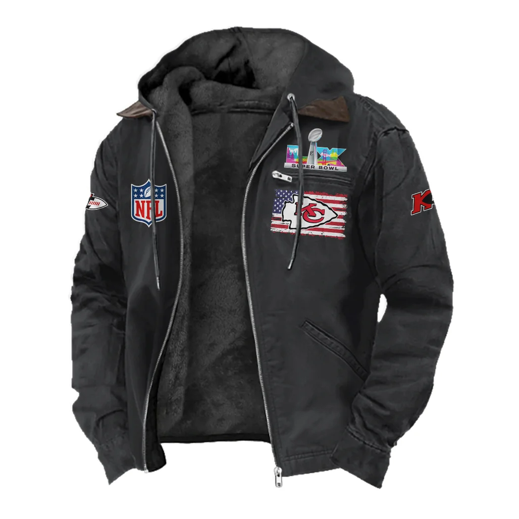 Match Day Squad Flannel Hoodie, Bold Supporter Flannel Hoodie HVN1465KC - Black - Image 2