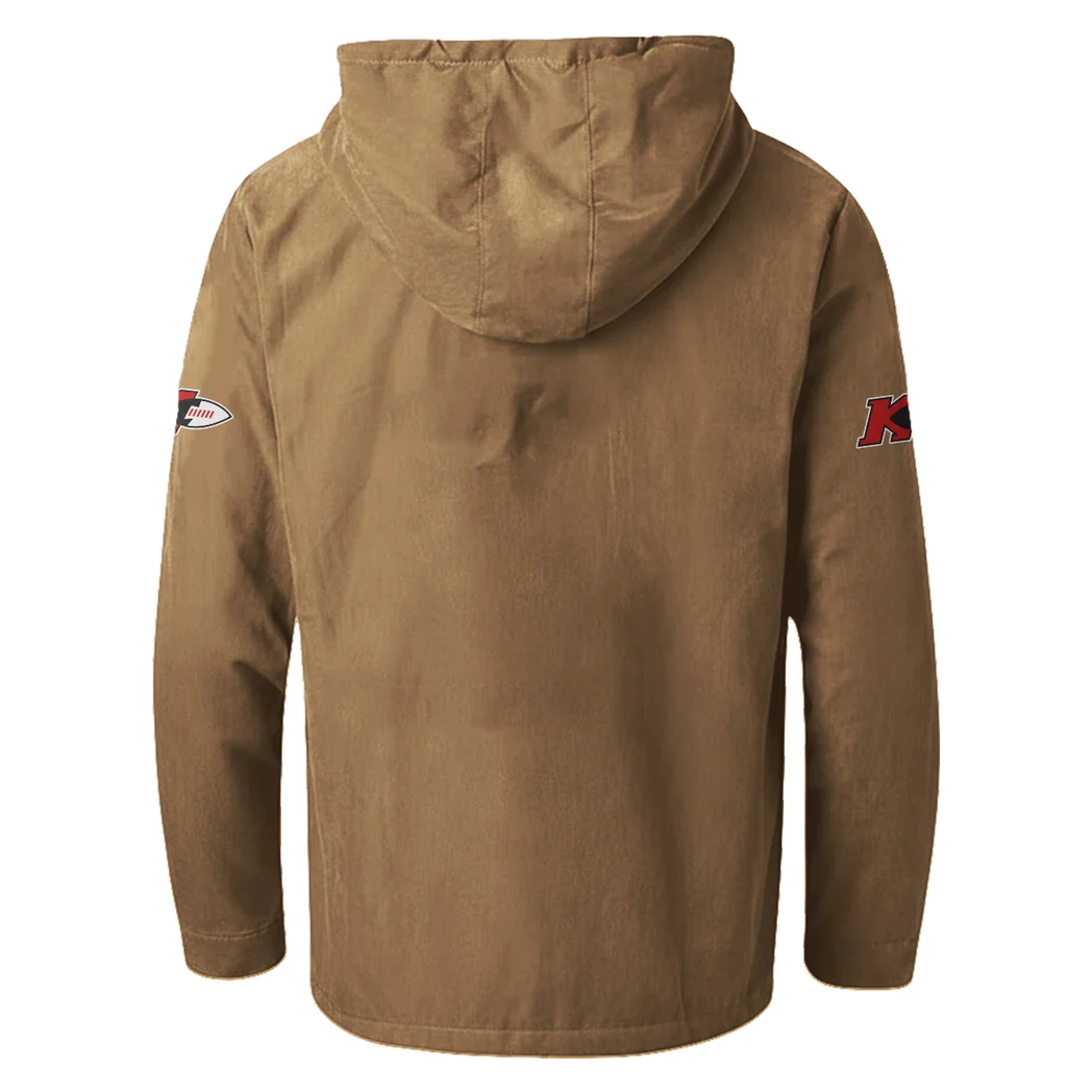 Match Day Squad Flannel Hoodie, Bold Supporter Flannel Hoodie HVN1465KC - Camel - Image 3