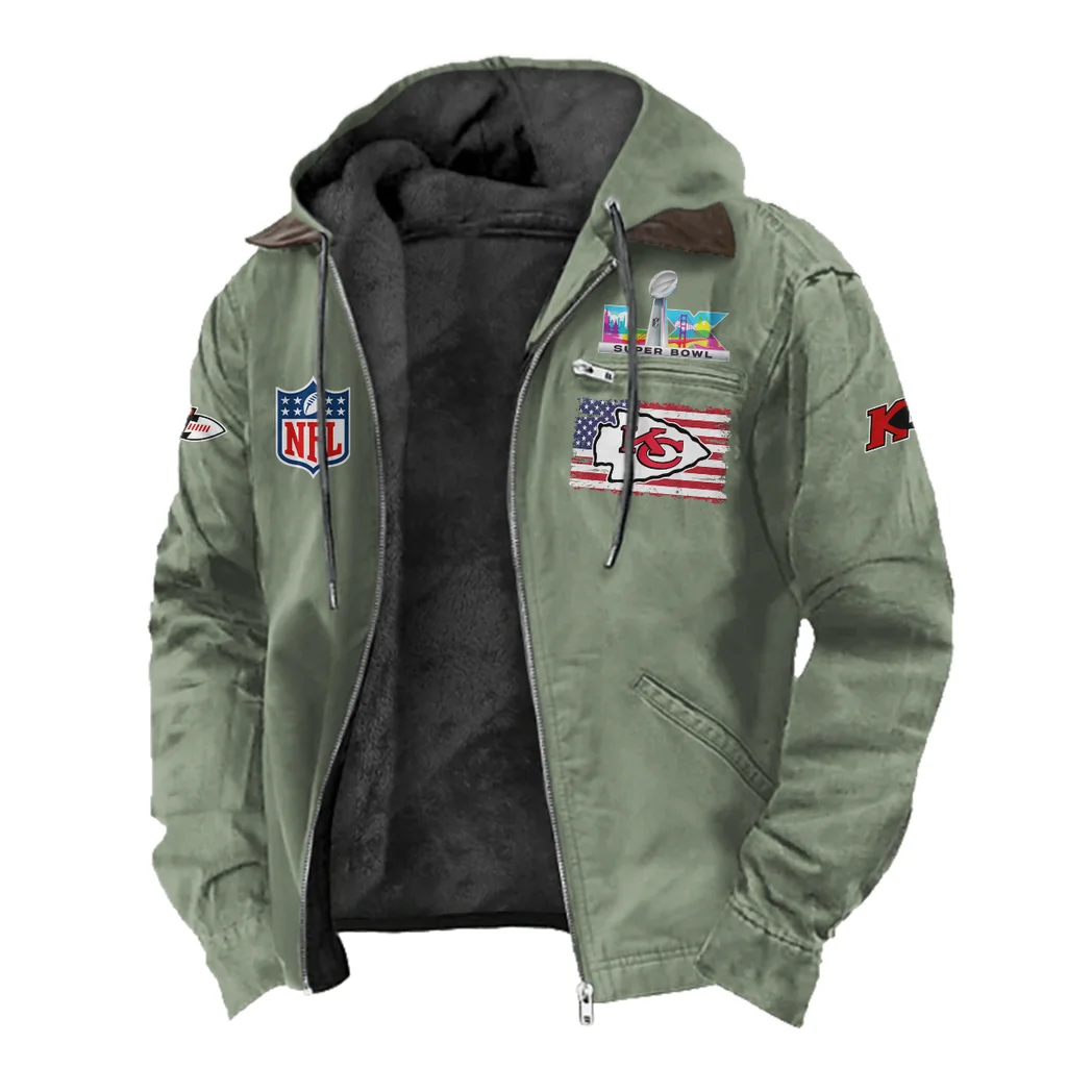 Match Day Squad Flannel Hoodie, Bold Supporter Flannel Hoodie HVN1465KC - Light Green - Image 2