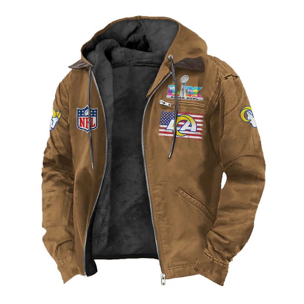 Match Day Herd Flannel Hoodie, True Fan Hooded Flannel HVN1465LA - Camel - Image 2