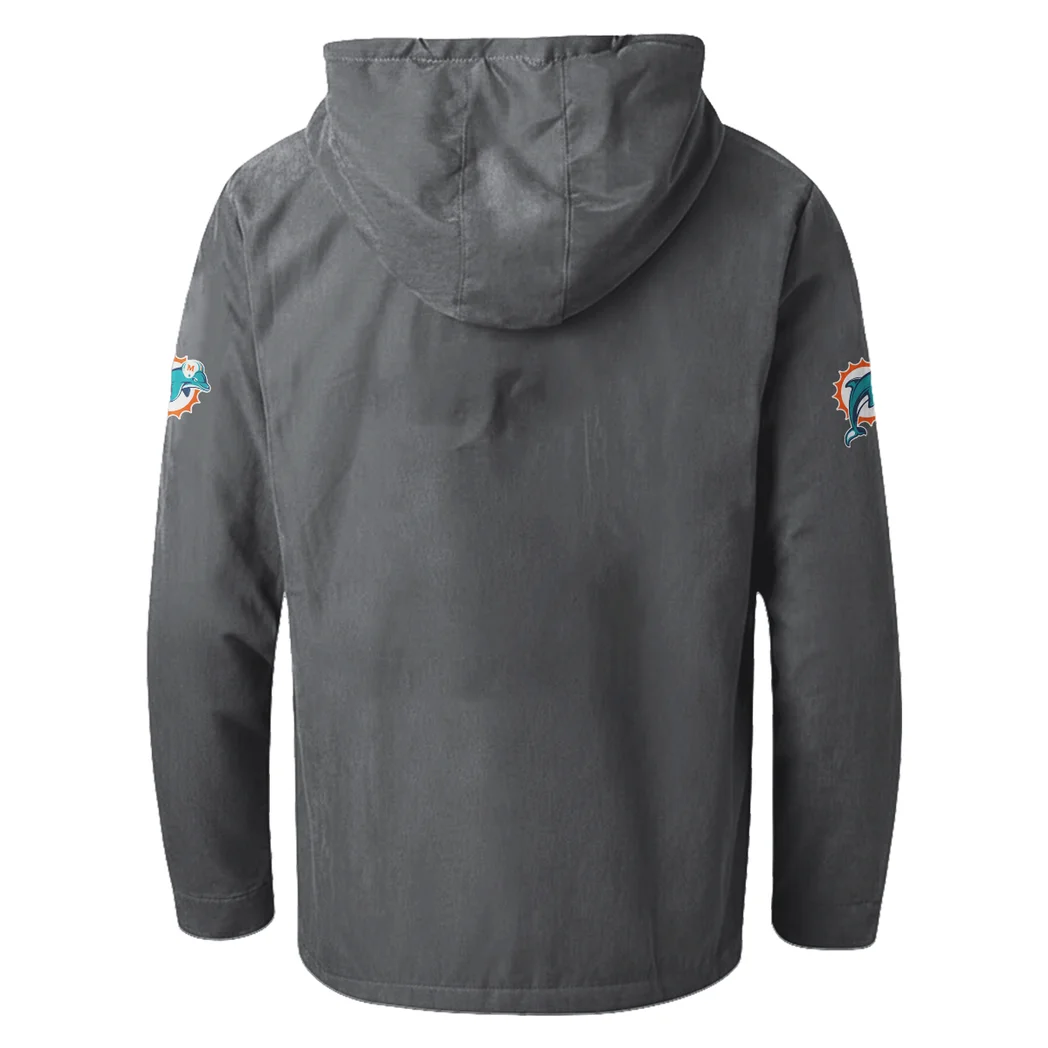 Football Aqua Crew Flannel Hoodie, Fan Pride Hooded Flannel HVN1465MD - Gray - Image 3