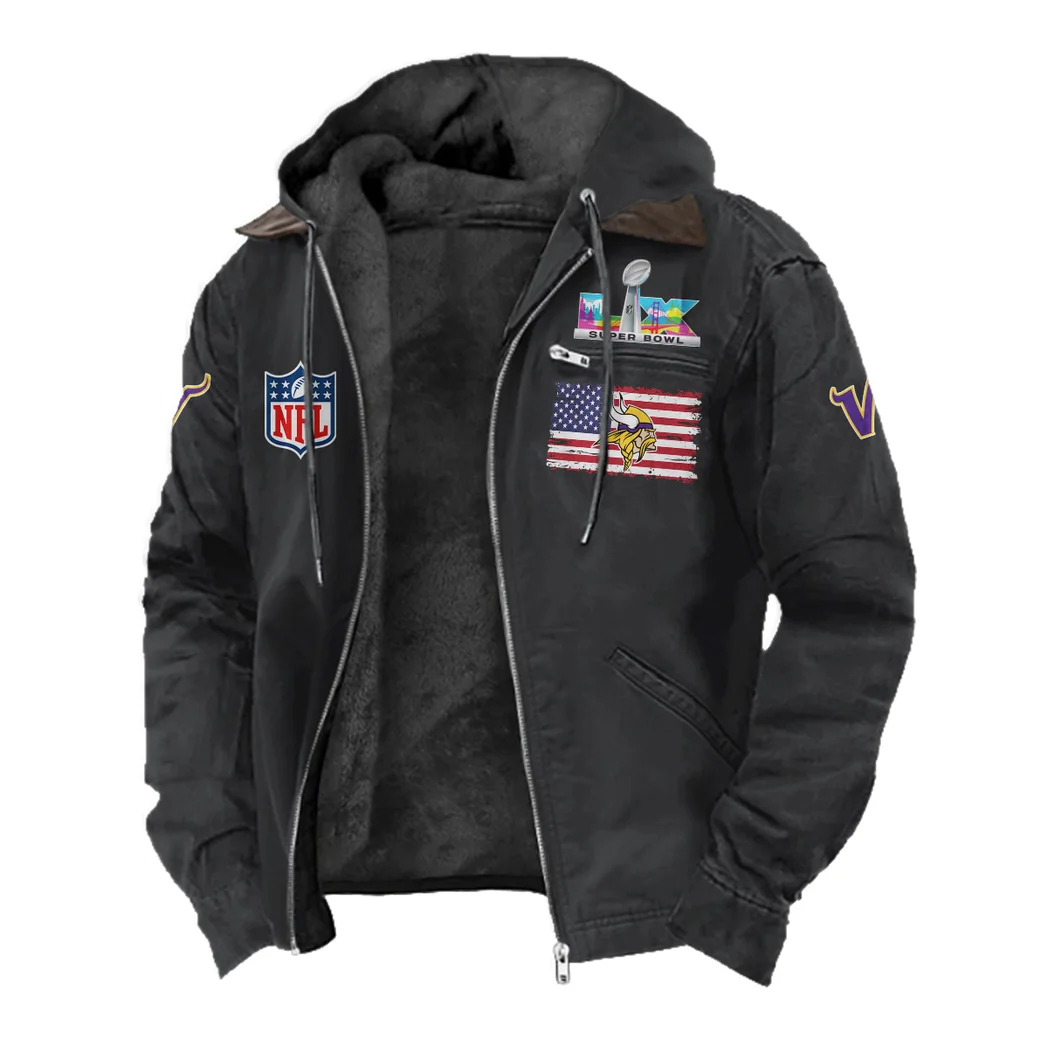 Purple Pride Flannel Hoodie, Rugged Sport Flannel Hoodie HVN1465MV - Black - Image 2