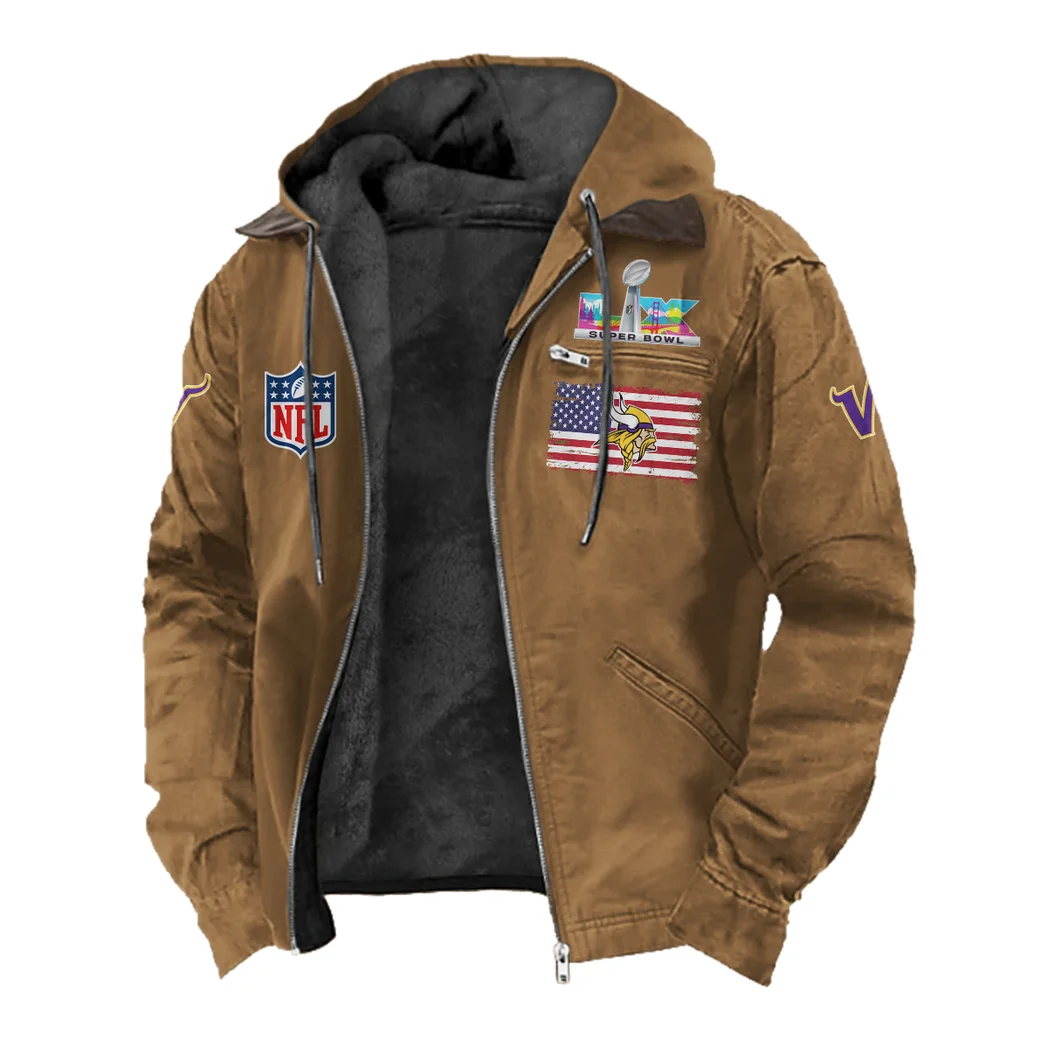 Purple Pride Flannel Hoodie, Rugged Sport Flannel Hoodie HVN1465MV - Camel - Image 2