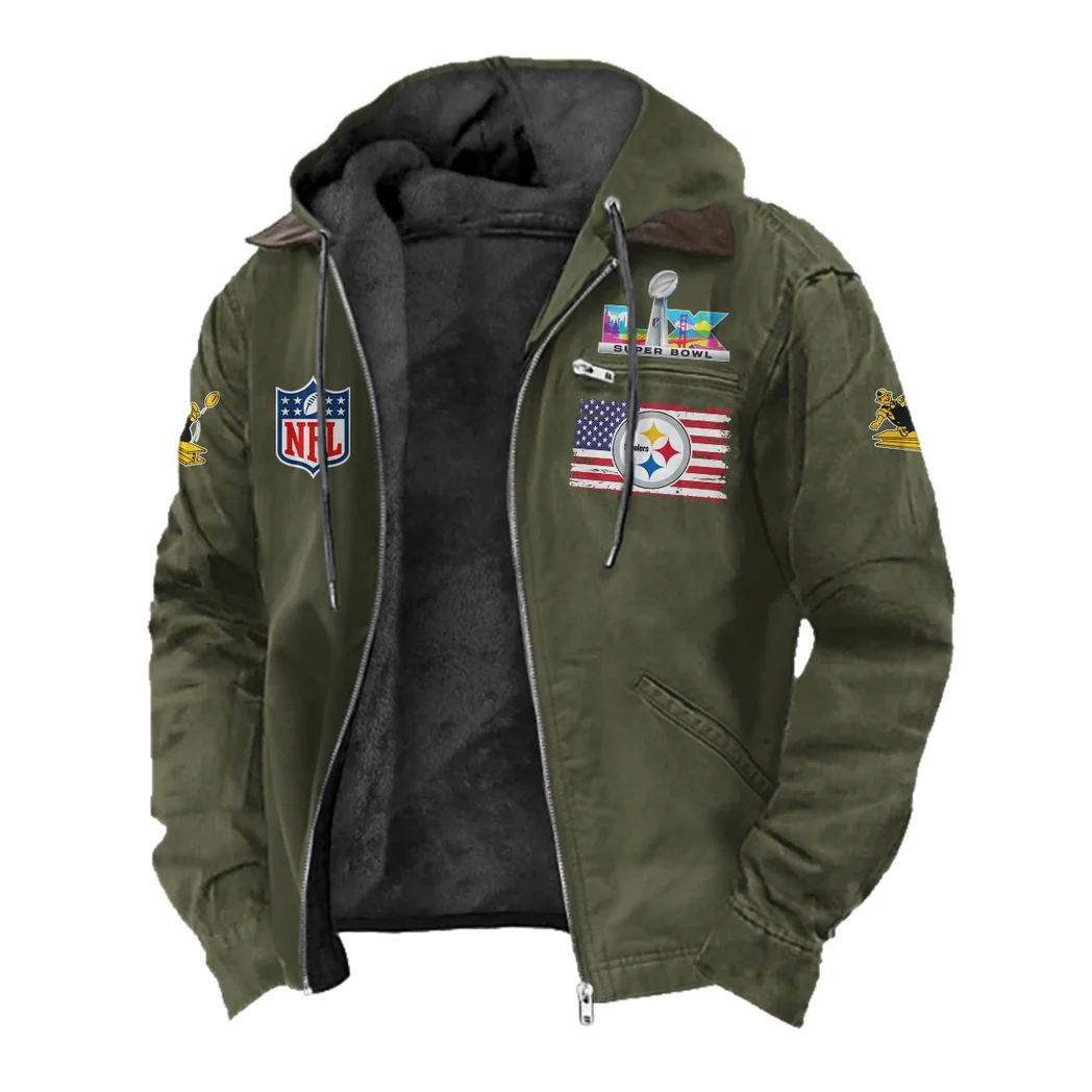 Steel Crew Flannel Hoodie, Supporter Spirit Hooded Flannel HVN1465PS - Green - Image 2