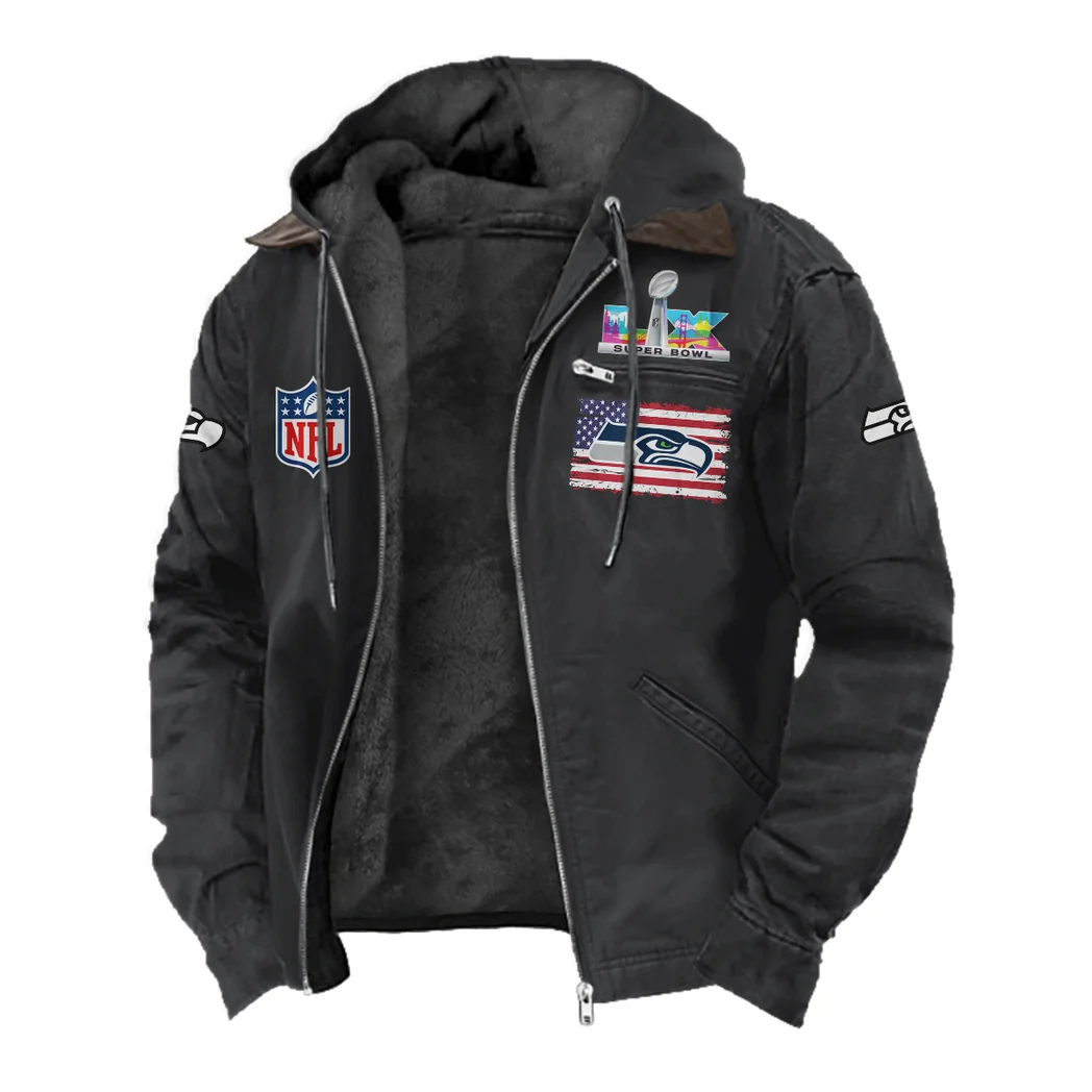 Fan Squad Flannel Hoodie, Classic Flannel Sport Hoodie HVN1465SS - Black - Image 2