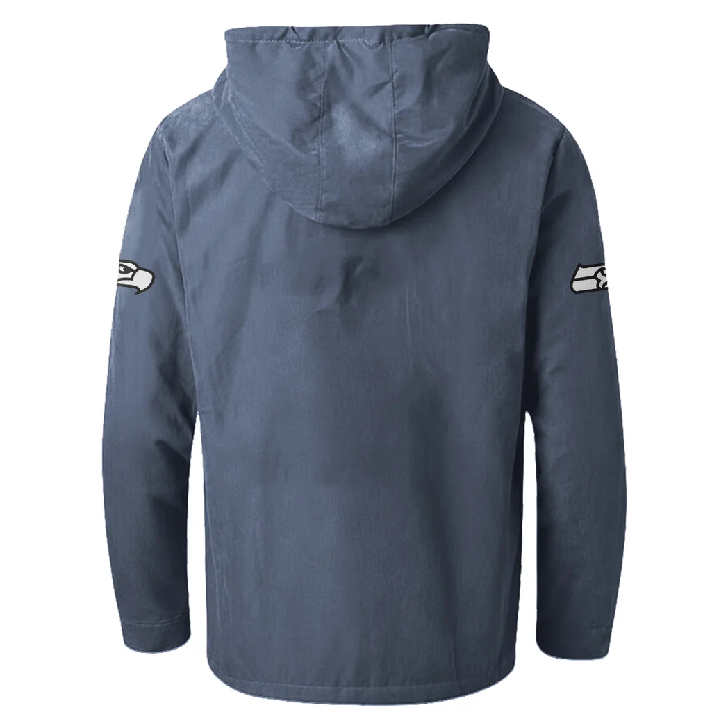 Fan Squad Flannel Hoodie, Classic Flannel Sport Hoodie HVN1465SS - Navy Blue - Image 3