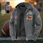 Red Crew Flannel Hoodie, Warm Sport Spirit Hoodie HVN1465WC - Gray