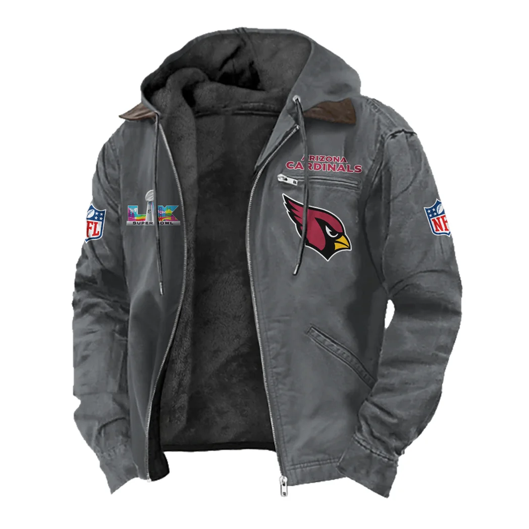 Winged Pride Flannel Hoodie, Sport Fan Flannel Hoodie HVN1466AC - Gray - Image 2
