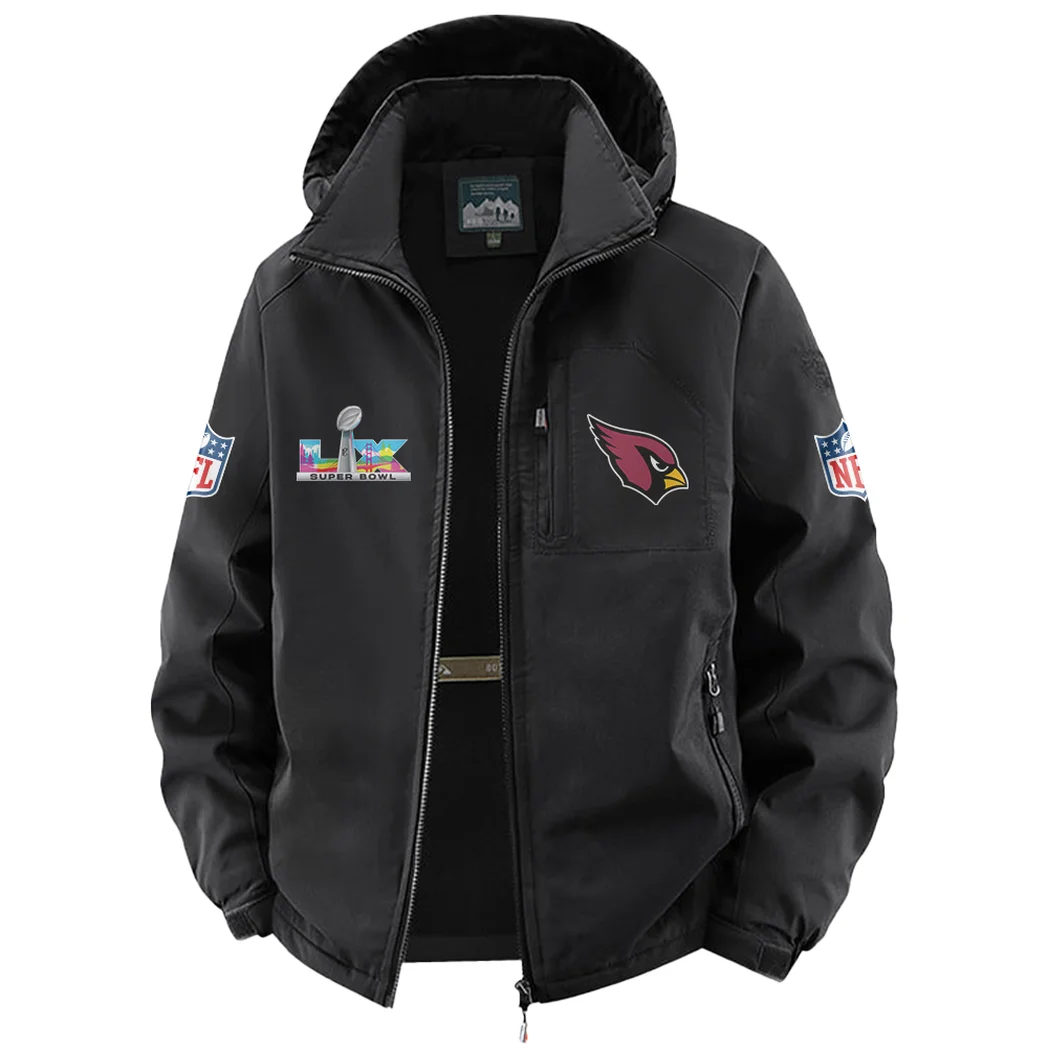 Winged Pride Fleece Windbreaker Jacket, Thermal Wind-Stop Jacket HVN1466AC - Black - Image 2