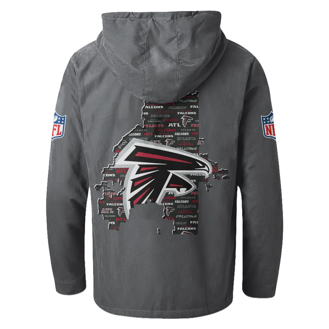 Feathered Army Flannel Hoodie, Game Day Hooded Flannel HVN1466AF - Gray - Image 3