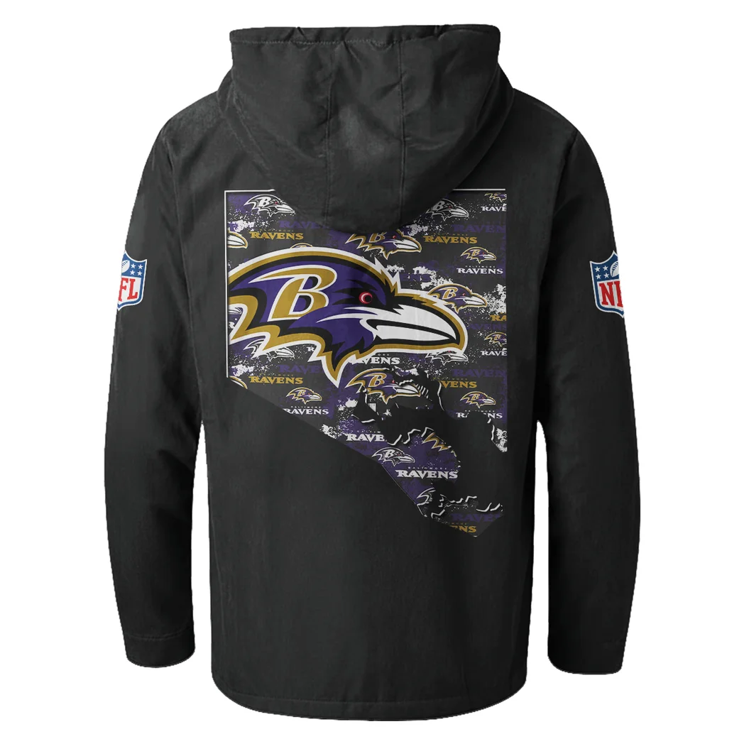 Purple Crew Flannel Hoodie, Stadium Ready Flannel Hoodie HVN1466BR - Black - Image 3
