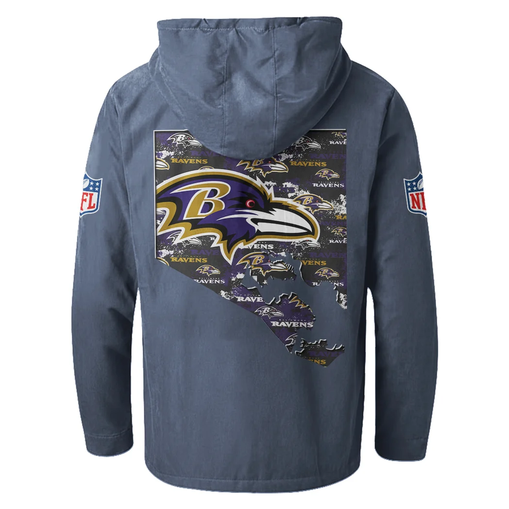 Purple Crew Flannel Hoodie, Stadium Ready Flannel Hoodie HVN1466BR - Navy Blue - Image 3