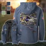 Purple Crew Flannel Hoodie, Stadium Ready Flannel Hoodie HVN1466BR - Navy Blue