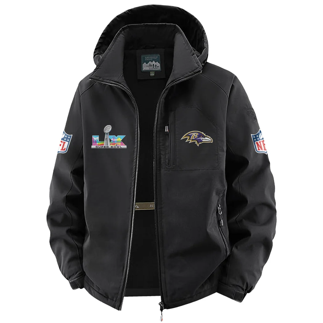 Purple Crew Fleece Windbreaker Jacket, Core-Warmth Windbreaker HVN1466BR - Black - Image 2