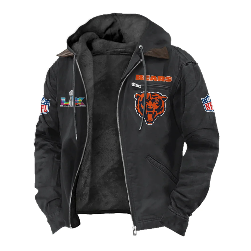 Windy Cubs Flannel Hoodie, Casual Sport Hooded Flannel HVN1466CB - Black - Image 2