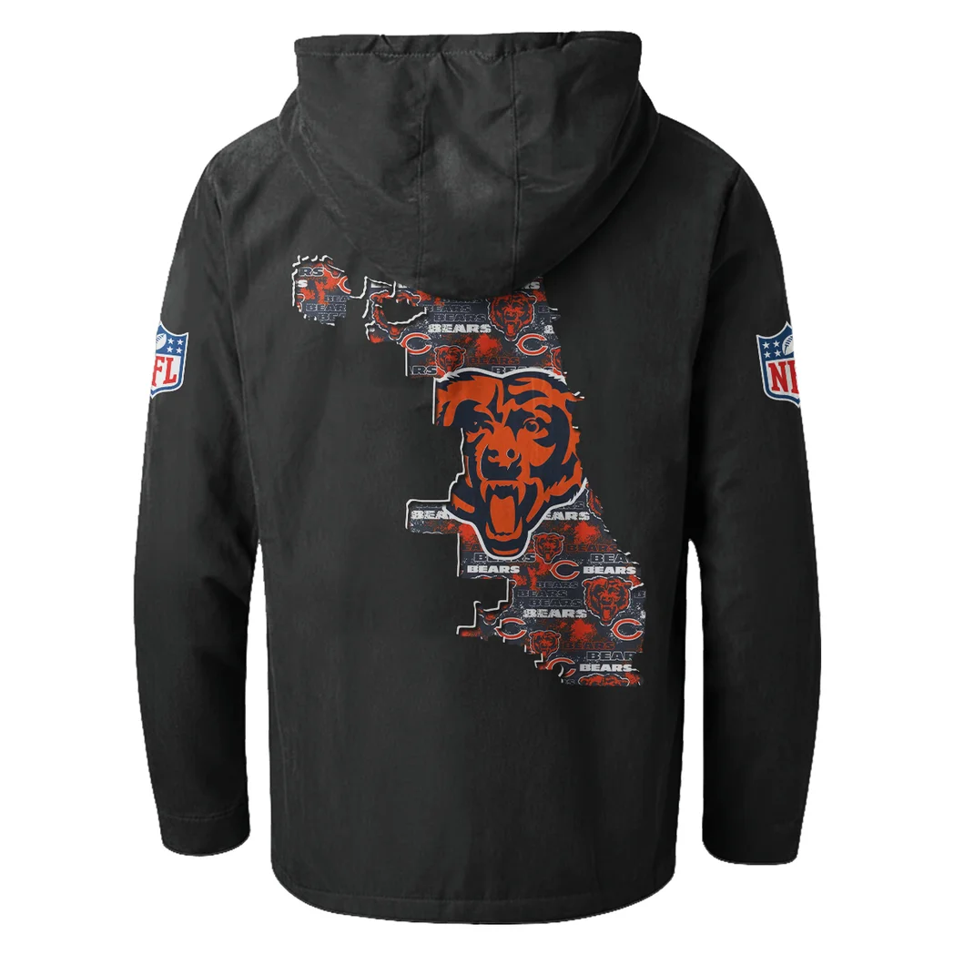 Windy Cubs Flannel Hoodie, Casual Sport Hooded Flannel HVN1466CB - Black - Image 3