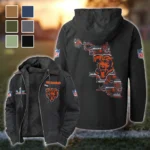 Windy Cubs Flannel Hoodie, Casual Sport Hooded Flannel HVN1466CB - Black