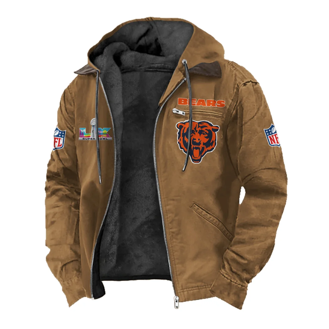 Windy Cubs Flannel Hoodie, Casual Sport Hooded Flannel HVN1466CB - Camel - Image 2