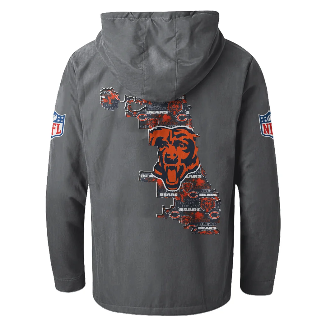 Windy Cubs Flannel Hoodie, Casual Sport Hooded Flannel HVN1466CB - Gray - Image 3