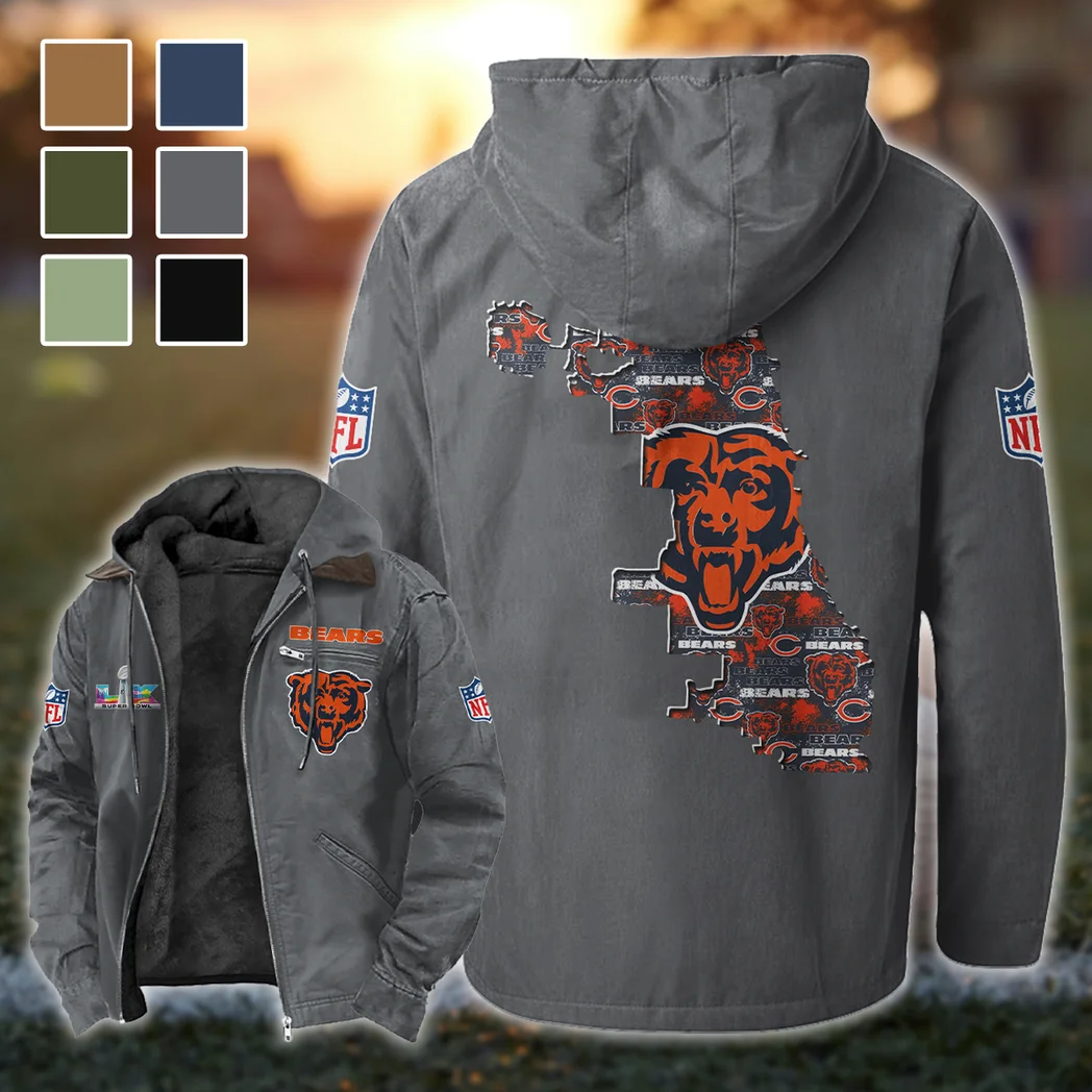 Windy Cubs Flannel Hoodie, Casual Sport Hooded Flannel HVN1466CB - Gray