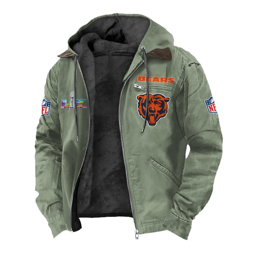 Windy Cubs Flannel Hoodie, Casual Sport Hooded Flannel HVN1466CB - Light Green - Image 2