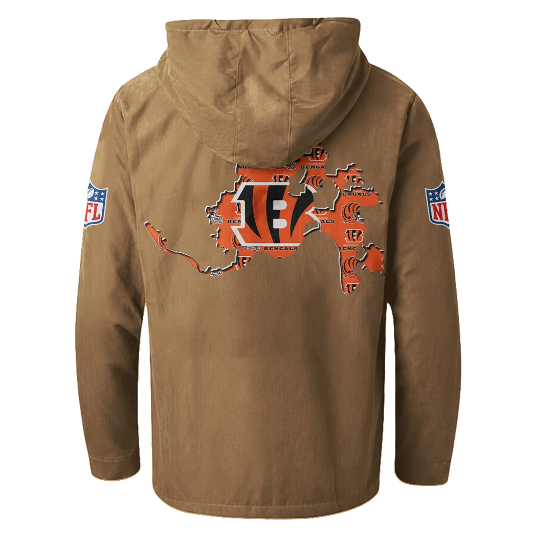 Orange Claws Flannel Hoodie, Fan Squad Flannel Hoodie HVN1466CI - Camel - Image 3