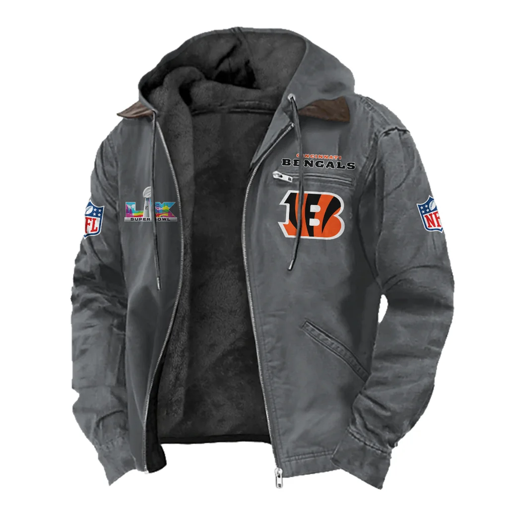 Orange Claws Flannel Hoodie, Fan Squad Flannel Hoodie HVN1466CI - Gray - Image 2