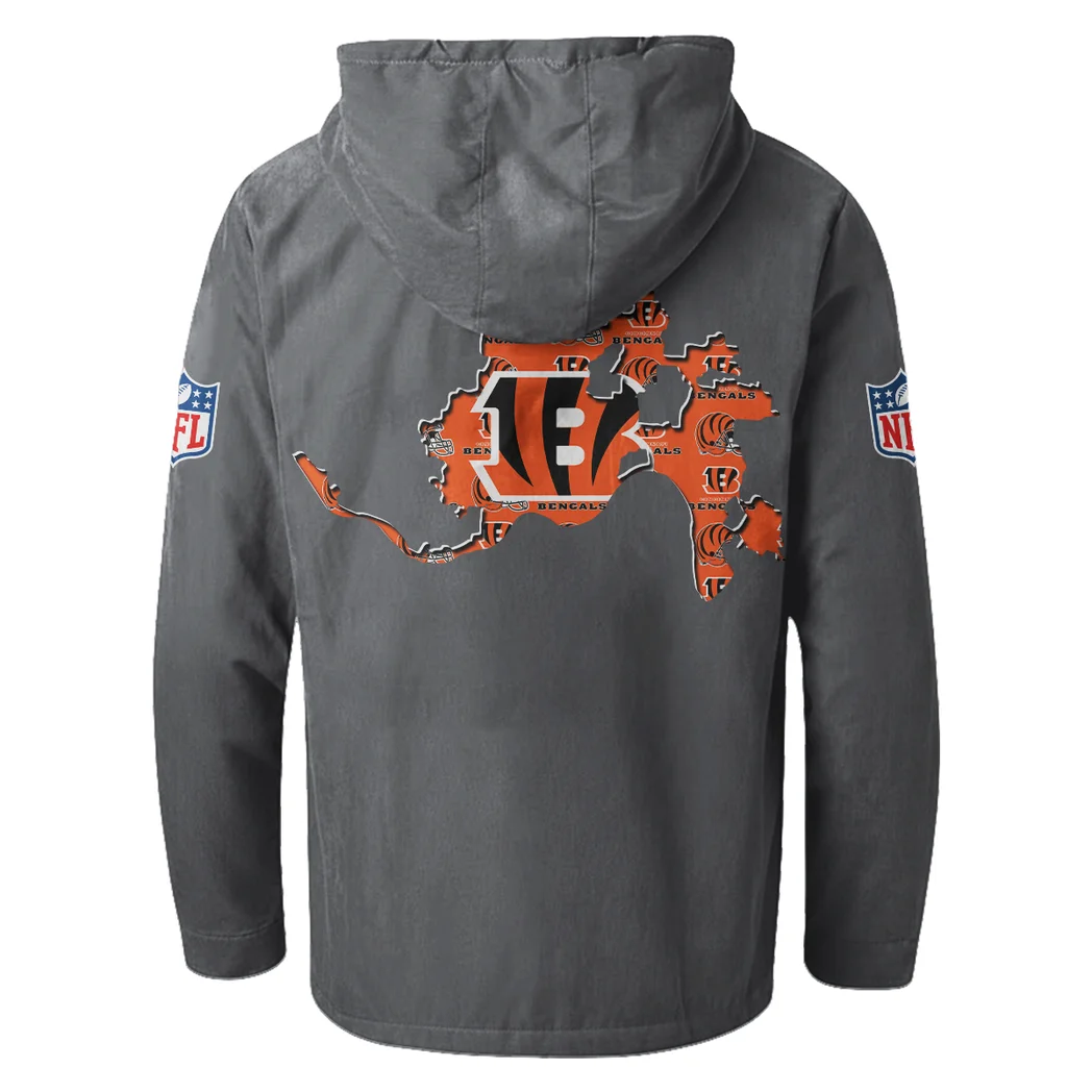 Orange Claws Flannel Hoodie, Fan Squad Flannel Hoodie HVN1466CI - Gray - Image 3