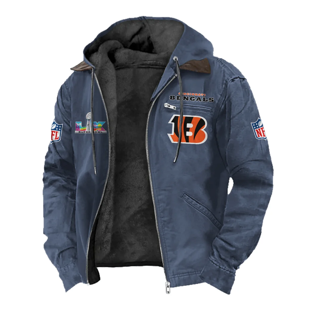 Orange Claws Flannel Hoodie, Fan Squad Flannel Hoodie HVN1466CI - Navy Blue - Image 2