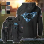 Football Panther Crew Flannel Hoodie, Team Spirit Flannel Hoodie HVN1466CP - Black
