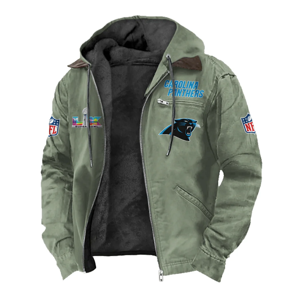 Football Panther Crew Flannel Hoodie, Team Spirit Flannel Hoodie HVN1466CP - Light Green - Image 2